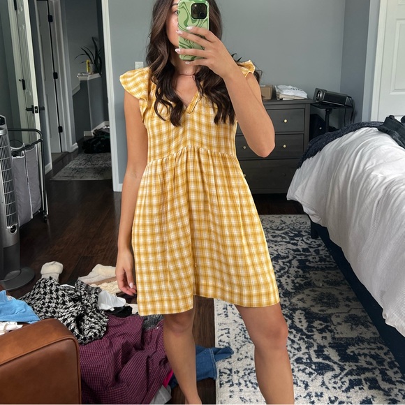 Yellow Plaid Dress - Picture 1 of 9